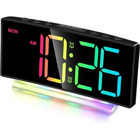 Extra Loud Alarm Clock for Heavy Sleepers LED Display Color Night Light - Picture 1 of 7